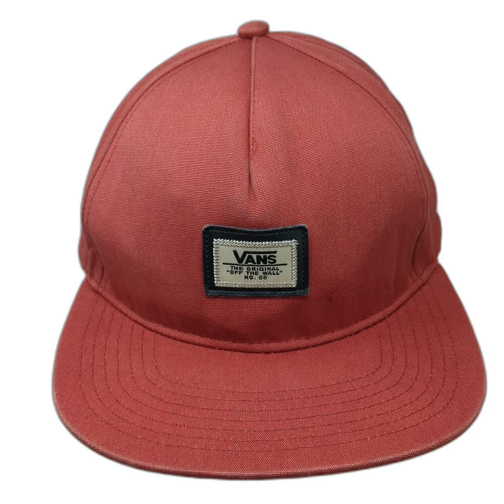 Vans 5 Panel Red One Size Snapback Flat Brim Logo Patch Hat No. 66 Skateboarding